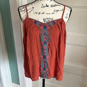 Daytrip Orange Camisole with Blue Embroidery